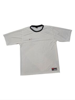 Vintage Y2k Nike White Short Sleeve Crew T-Shirt with Black Collar